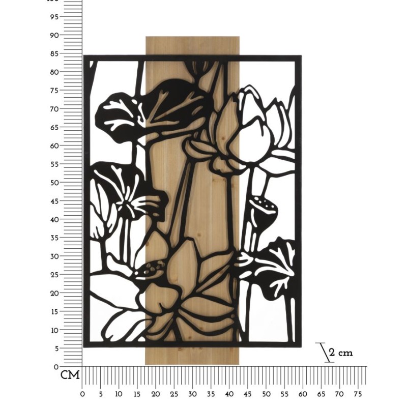 Panel mural LOTUS – Hierro y madera, elegancia refinada (60 x 2 x 90 cm)