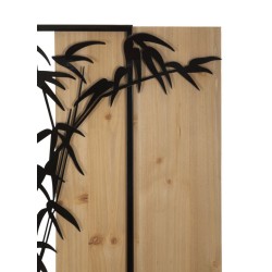 Panel de pared de bambú, hierro y madera – Encanto natural y contemporáneo (58 x 2 x 80 cm)