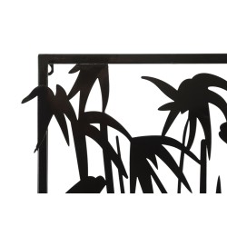 Panel de pared de bambú, hierro y madera – Encanto natural y contemporáneo (58 x 2 x 80 cm)