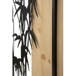 Panel de pared de bambú, hierro y madera – Encanto natural y contemporáneo (58 x 2 x 80 cm)