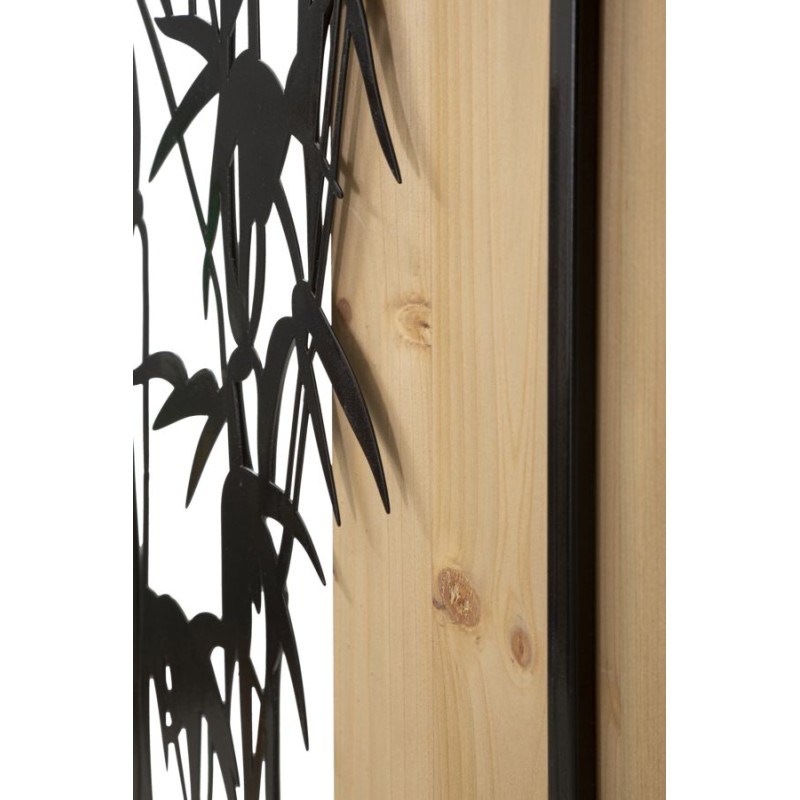 Panel de pared de bambú, hierro y madera – Encanto natural y contemporáneo (58 x 2 x 80 cm)