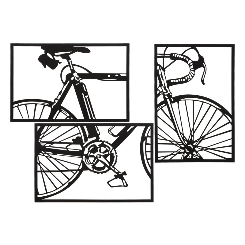 Juego de paneles de pared para bicicletas – Juego de 3 piezas, estilo moderno (40 x 1,3 x 60 cm / tamaño de cada pieza)