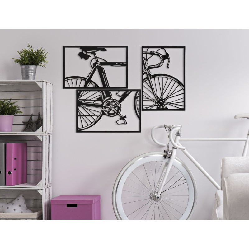 Juego de paneles de pared para bicicletas – Juego de 3 piezas, estilo moderno (40 x 1,3 x 60 cm / tamaño de cada pieza)