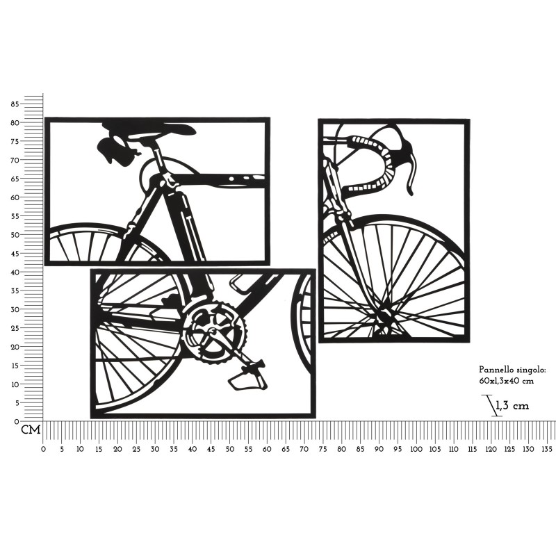 Juego de paneles de pared para bicicletas – Juego de 3 piezas, estilo moderno (40 x 1,3 x 60 cm / tamaño de cada pieza)