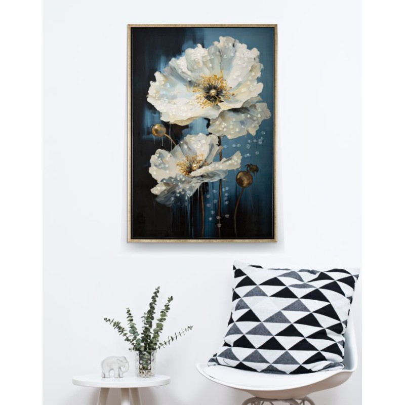 Cuadro lacado con marco AZUL – Un toque de color refinado (42 x 3,5 x 62 cm)