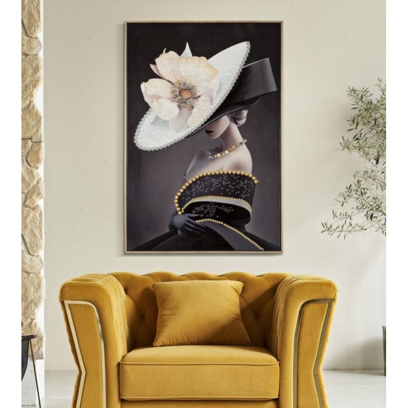 Cuadro lacado con marco, SOMBRERO DE VIENA – B – Estilo único (62 x 4 x 92 cm)