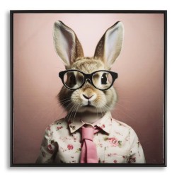 Cuadro lacado con marco, CONEJO CON CORNILLA – Originalidad y estilo (62,5 x 2,8 x 62,5 cm)