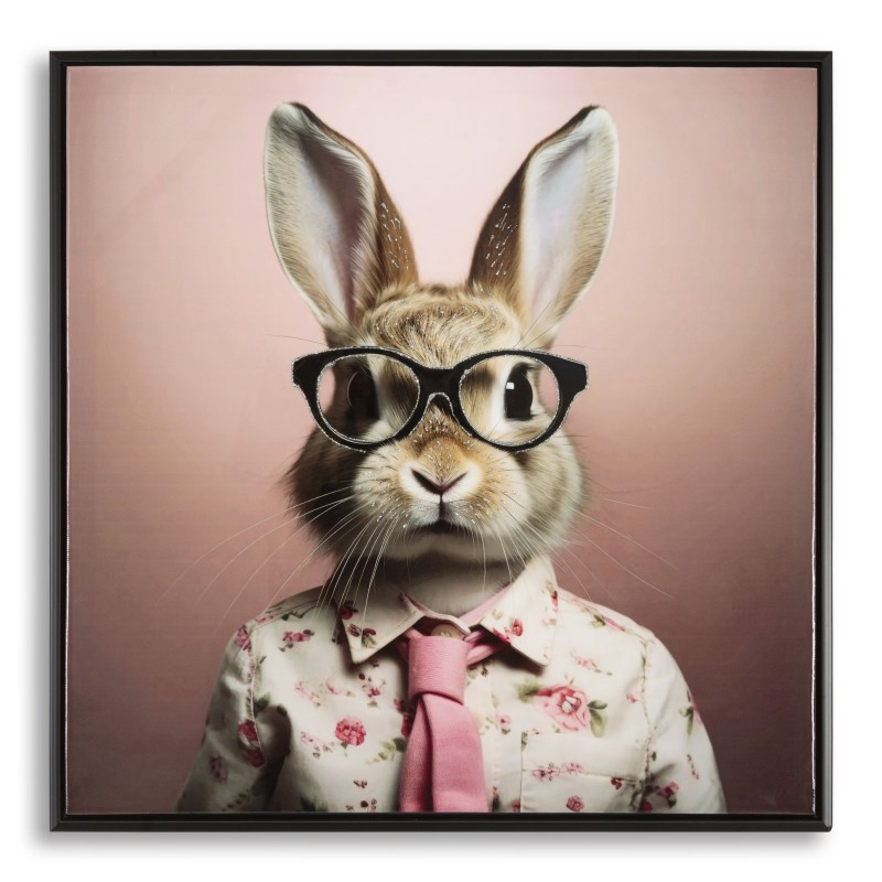 Cuadro lacado con marco, CONEJO CON CORNILLA – Originalidad y estilo (62,5 x 2,8 x 62,5 cm)