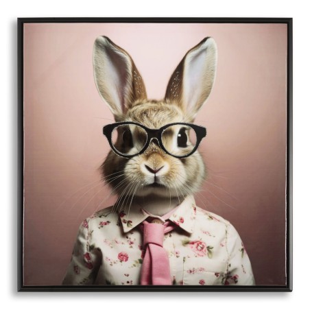 Cuadro lacado con marco, CONEJO CON CORNILLA – Originalidad y estilo (62,5 x 2,8 x 62,5 cm)