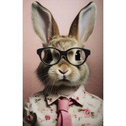 Cuadro lacado con marco, CONEJO CON CORNILLA – Originalidad y estilo (62,5 x 2,8 x 62,5 cm)