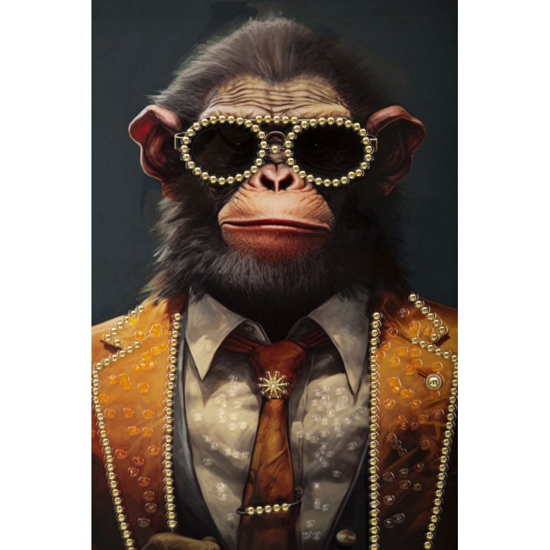 Cuadro mural de MONO lacado – Originalidad artística impresionante (52,5 x 2,8 x 72,5 cm)