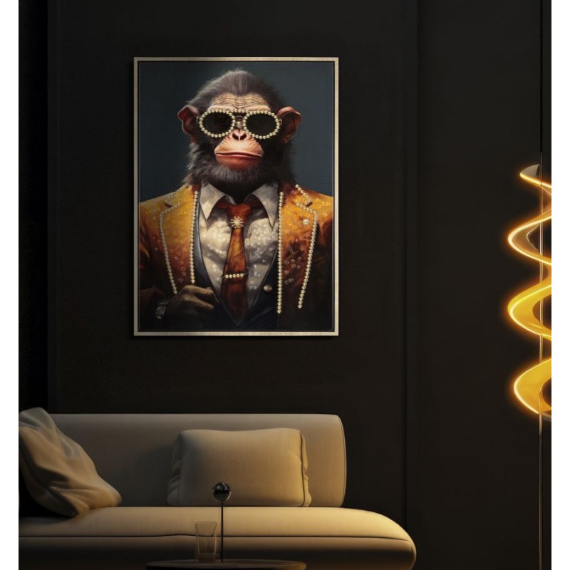 Cuadro mural de MONO lacado – Originalidad artística impresionante (52,5 x 2,8 x 72,5 cm)