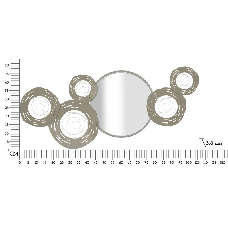 Panel de pared de hierro forjado con espejo – Reflejos y refinamiento glamuroso (106 x 3,8 x 48 cm)