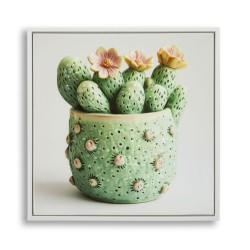 Impresión sobre lienzo lacado, motivo de cactus H – Mini decoración gráfica (40 x 2,8 x 40 cm)