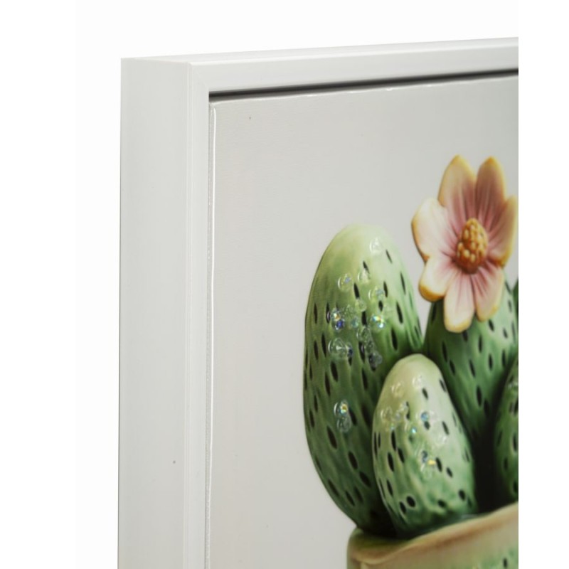 Impresión sobre lienzo lacado, motivo de cactus H – Mini decoración gráfica (40 x 2,8 x 40 cm)