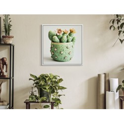 Impresión sobre lienzo lacado, motivo de cactus H – Mini decoración gráfica (40 x 2,8 x 40 cm)
