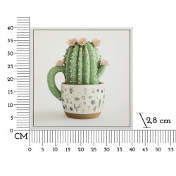Impresión sobre lienzo lacado, motivo de cactus B – Arte mural de frescura y naturaleza (40 x 2,8 x 40 cm)
