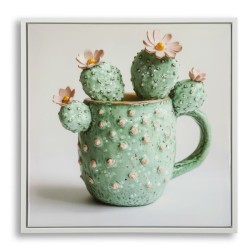 Impresión sobre lienzo lacado, motivo de cactus C – Elegancia botánica en miniatura (40 x 2,8 x 40 cm)