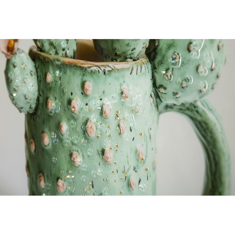 Impresión sobre lienzo lacado, motivo de cactus C – Elegancia botánica en miniatura (40 x 2,8 x 40 cm)