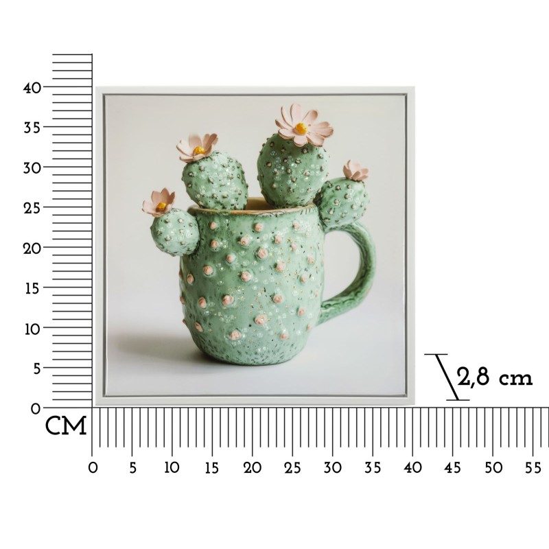 Impresión sobre lienzo lacado, motivo de cactus C – Elegancia botánica en miniatura (40 x 2,8 x 40 cm)