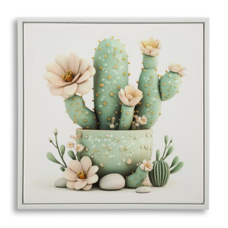 Impresión sobre lienzo lacado, motivo de cactus D – Estilo decorativo y suavidad (40 x 2,8 x 40 cm)