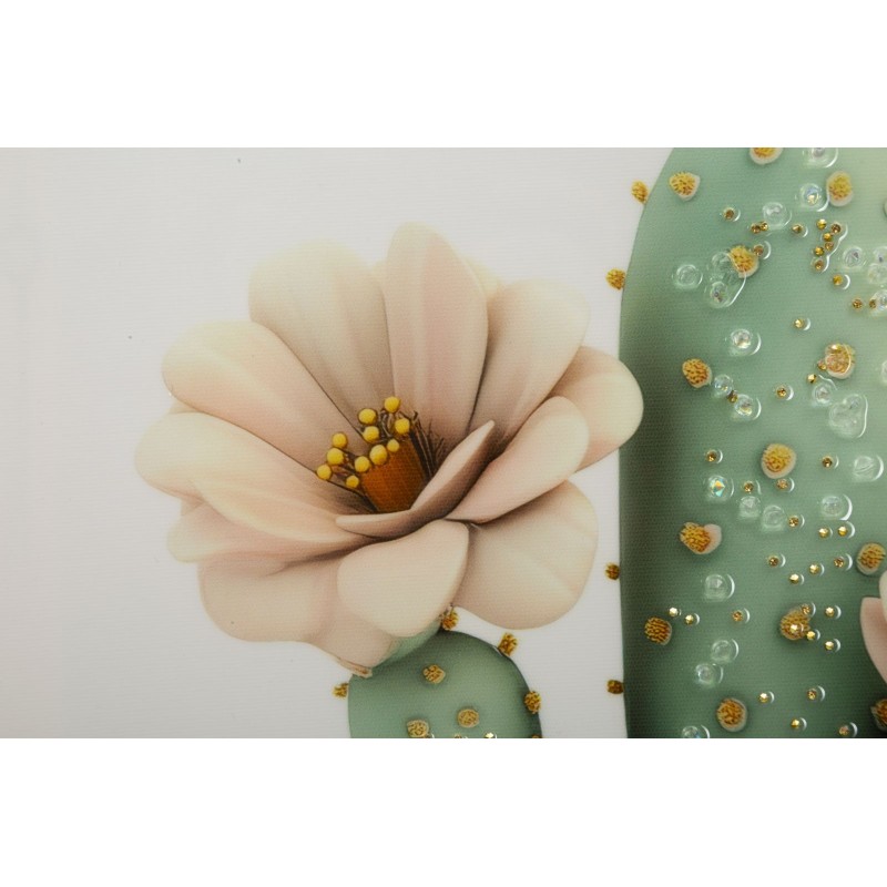 Impresión sobre lienzo lacado, motivo de cactus D – Estilo decorativo y suavidad (40 x 2,8 x 40 cm)