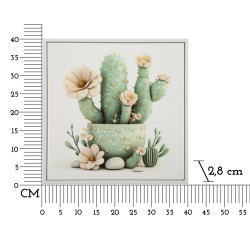 Impresión sobre lienzo lacado, motivo de cactus D – Estilo decorativo y suavidad (40 x 2,8 x 40 cm)