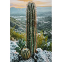 Lienzo lacado Cactus H – Grandeza y arte mural moderno (60 x 4 x 90 cm)