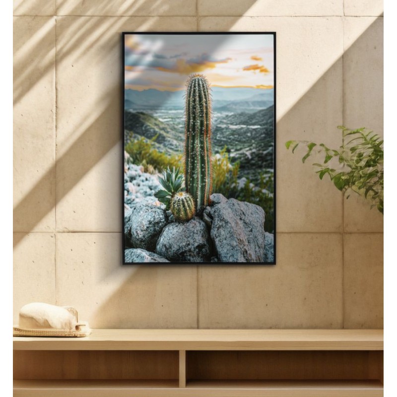 Lienzo lacado Cactus H – Grandeza y arte mural moderno (60 x 4 x 90 cm)