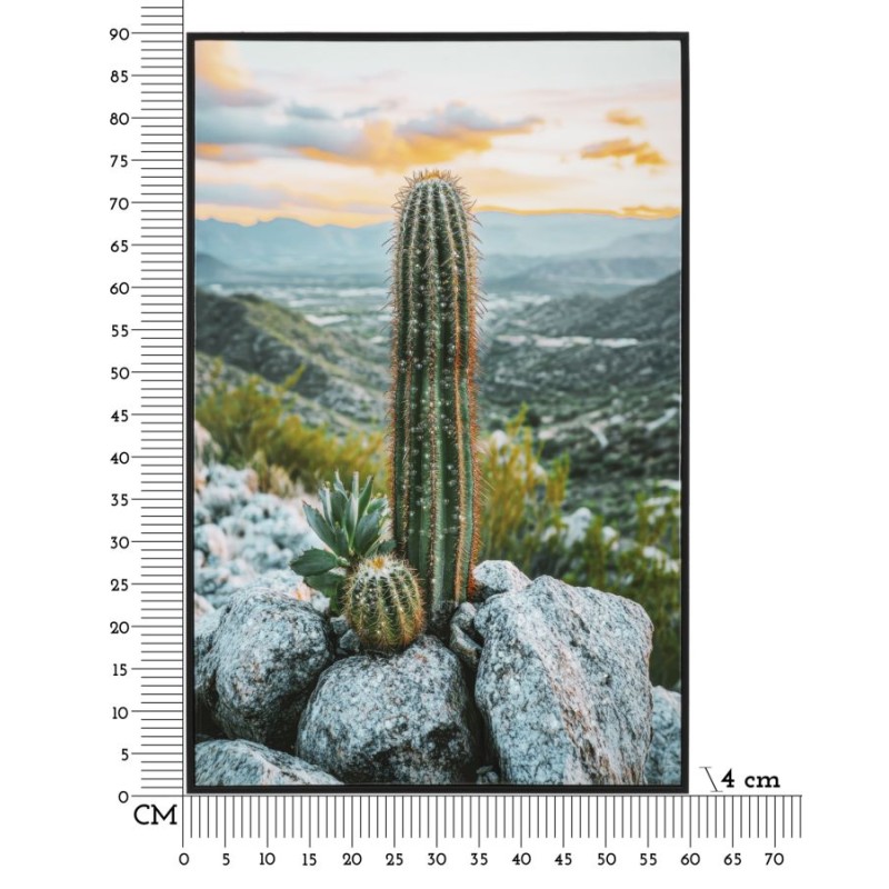 Lienzo lacado Cactus H – Grandeza y arte mural moderno (60 x 4 x 90 cm)