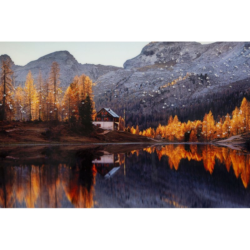 Impresión sobre lienzo lacado Lago – Serenidad y modernidad (90 x 4 x 60 cm)