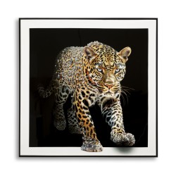 Pintura sobre lienzo lacado JAGUAR A – Animalidad y glamour (82 x 4 x 82 cm)