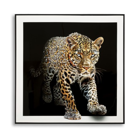Pintura sobre lienzo lacado JAGUAR A – Animalidad y glamour (82 x 4 x 82 cm)