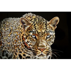 Pintura sobre lienzo lacado JAGUAR A – Animalidad y glamour (82 x 4 x 82 cm)