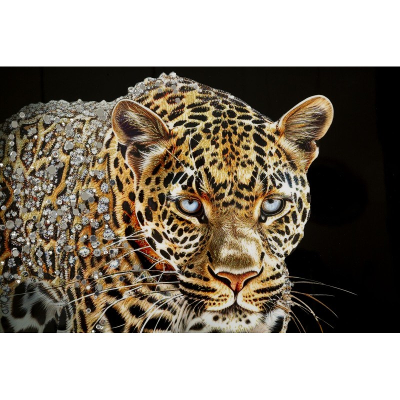 Pintura sobre lienzo lacado JAGUAR A – Animalidad y glamour (82 x 4 x 82 cm)