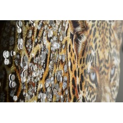 Pintura sobre lienzo lacado JAGUAR A – Animalidad y glamour (82 x 4 x 82 cm)