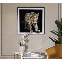 Pintura sobre lienzo lacado JAGUAR A – Animalidad y glamour (82 x 4 x 82 cm)