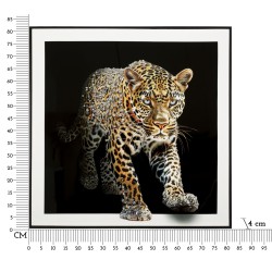 Pintura sobre lienzo lacado JAGUAR A – Animalidad y glamour (82 x 4 x 82 cm)