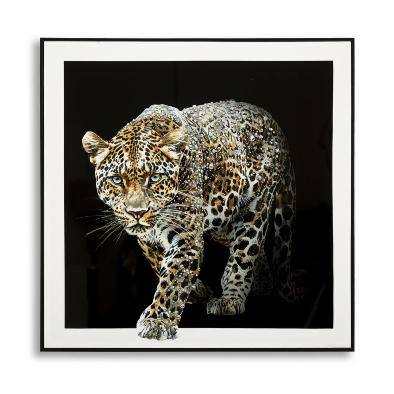Pintura sobre lienzo lacado JAGUAR B – Fuerza y elegancia decorativa (82 x 4 x 82 cm)