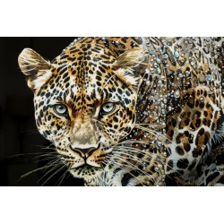 Pintura sobre lienzo lacado JAGUAR B – Fuerza y elegancia decorativa (82 x 4 x 82 cm)
