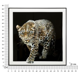 Pintura sobre lienzo lacado JAGUAR B – Fuerza y elegancia decorativa (82 x 4 x 82 cm)