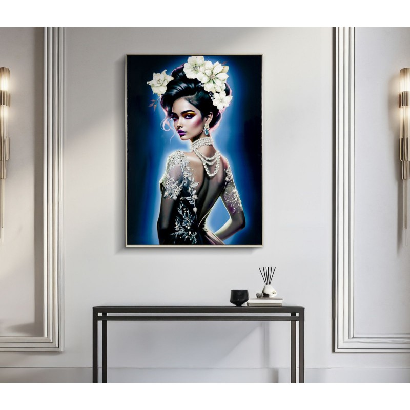 Pintura sobre lienzo lacado Isabel B – Refinamiento contemporáneo (72 x 4 x 102 cm)