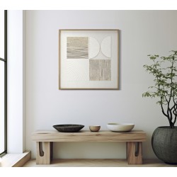 Pintura abstracta sobre lienzo H – Formas y colores dinámicos (60 x 3 x 60 cm)