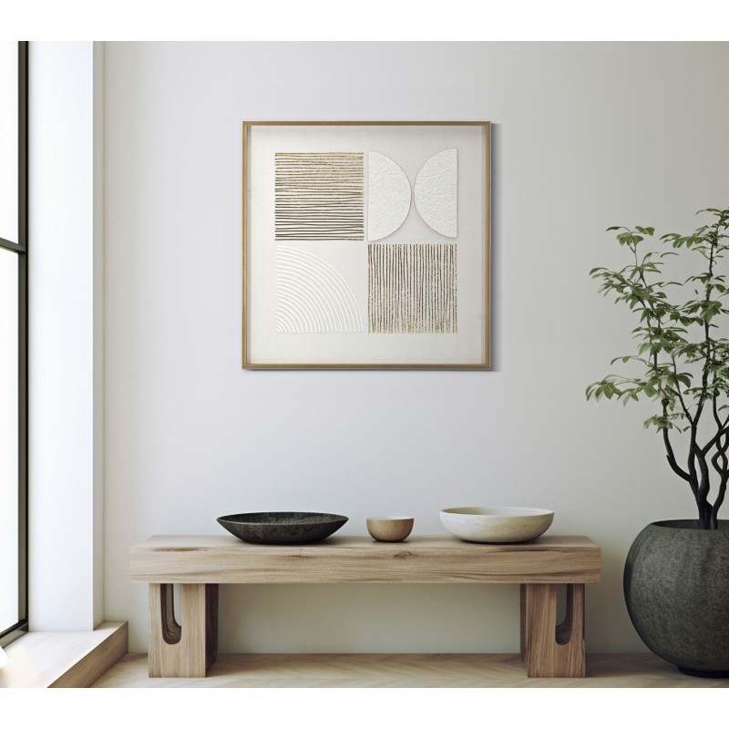 Pintura abstracta sobre lienzo H – Formas y colores dinámicos (60 x 3 x 60 cm)