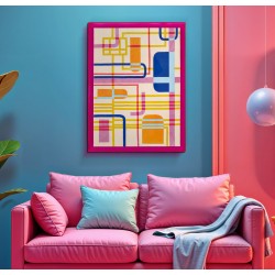 Modis con estampado sobre lienzo lacado B – Elegante decoración de pared (60 x 3,3 x 80 cm)