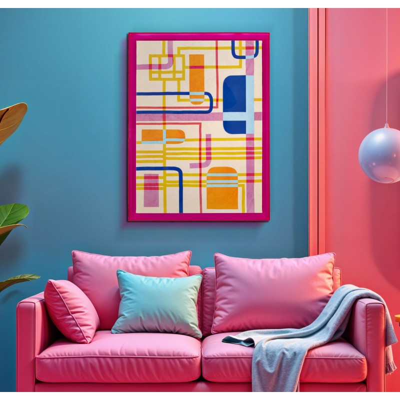 Modis con estampado sobre lienzo lacado B – Elegante decoración de pared (60 x 3,3 x 80 cm)