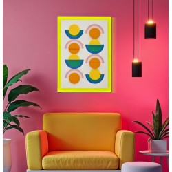 Lienzo impreso de arte pop con marco en forma de L – Explosión de colores y energía en la pared (50 x 3,3 x 70 cm)