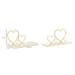 Conjunto de 2 chimeneas de pared con forma de corazón para mesillar – Diseño romántico y único (41,5 x 18 x 21 cm)