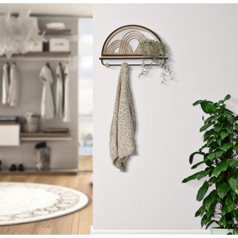 Estante OPORTO con colgadores – Versatilidad y elegancia mural (46 x 15,5 x 30 cm)