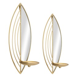 Juego de 2 candelabros con forma de hoja – Elegancia luminosa y romántica (18 x 13 x 41 cm / 15 x 13 x 35 cm)